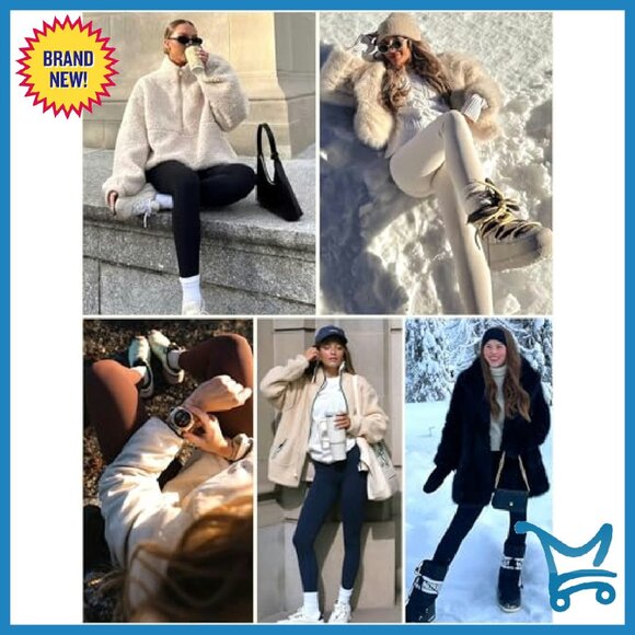 Fleece Lined Thermal Leggings High Waisted Tummy Control Workout Yoga Pants - Picture 8 of 8